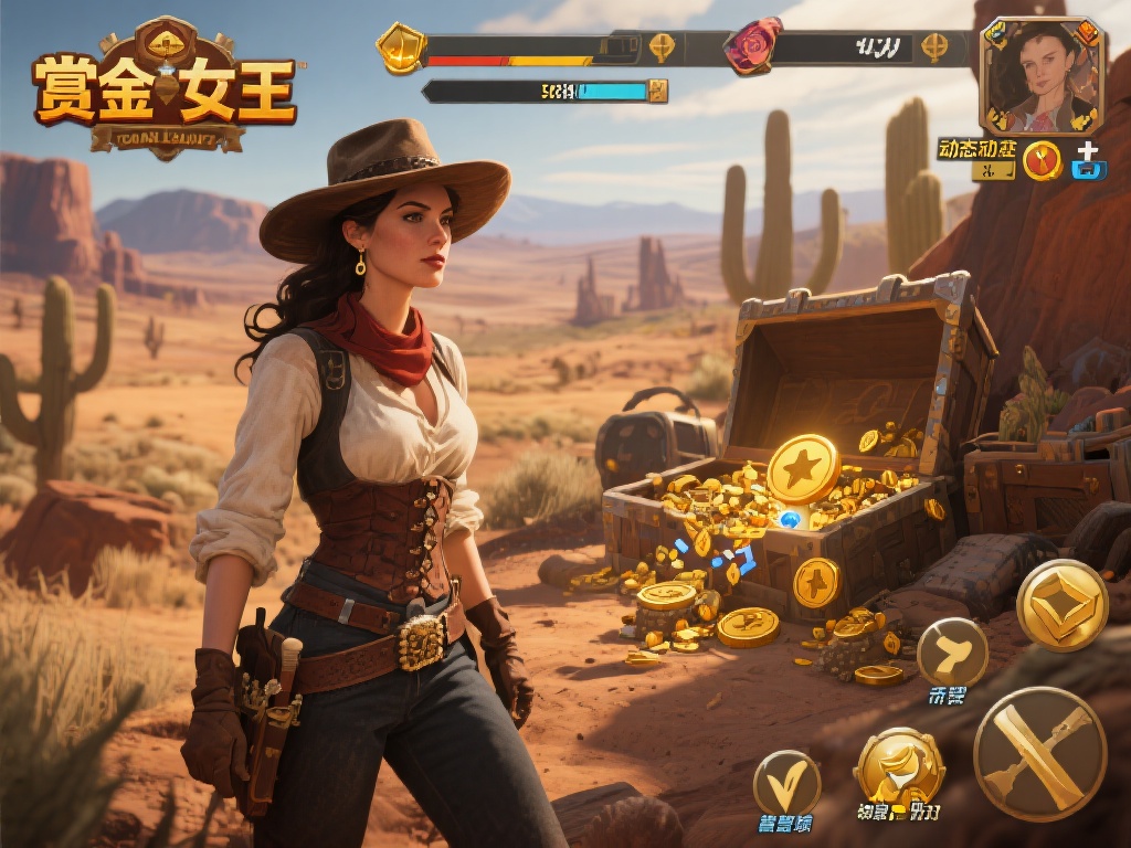 赏金女王是一款动态十足的电子游戏，以西部荒野背景为